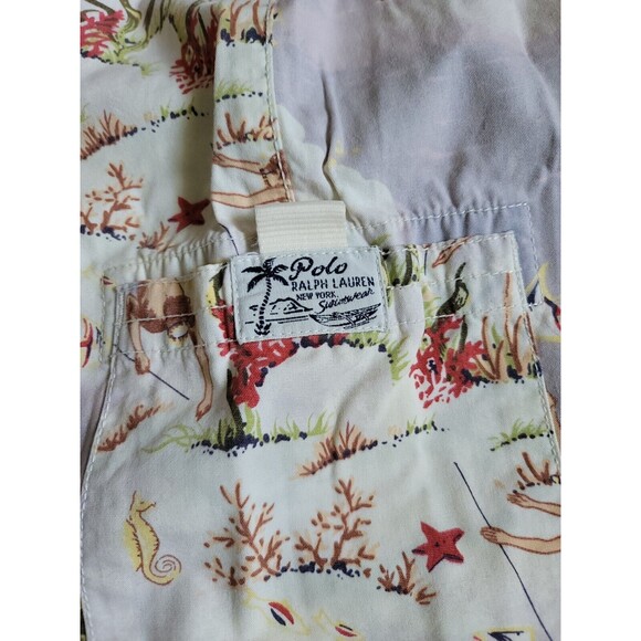 Rare Polo Ralph Lauren Palm Tree Island Aloha Diver Retro Swim Trunks, 34 EUC - Picture 3 of 6